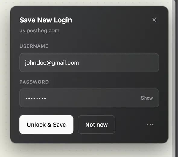 Save a new login